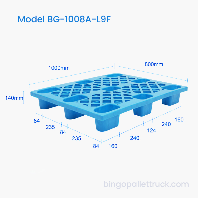 1000×800mm 4방향 진입 경부하 그리드 9피트 HDPE 플라스틱 팔레트