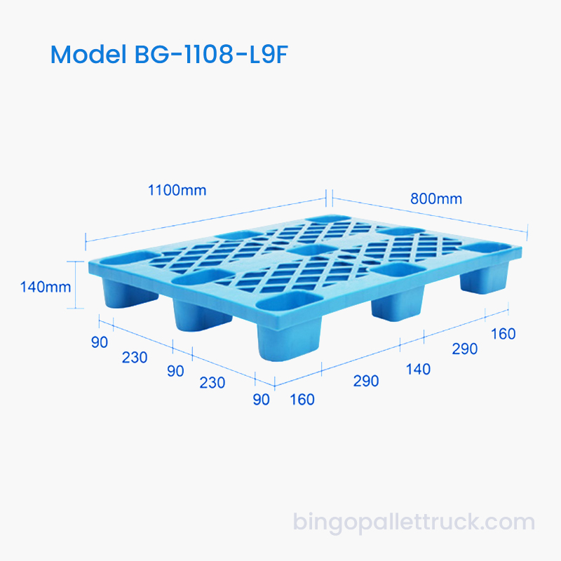 팔레트 잭용 4방향 입구가 있는 1100x800mm 경량 플라스틱 팔레트