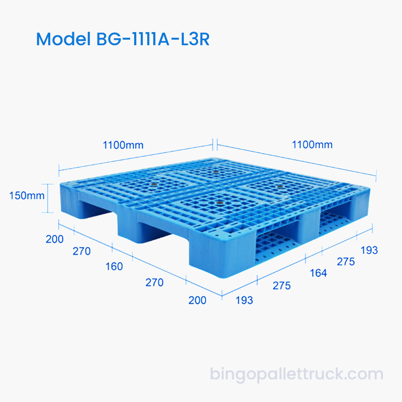 1100×1100mm 4방향 입구 3러너 플라스틱 팔레트