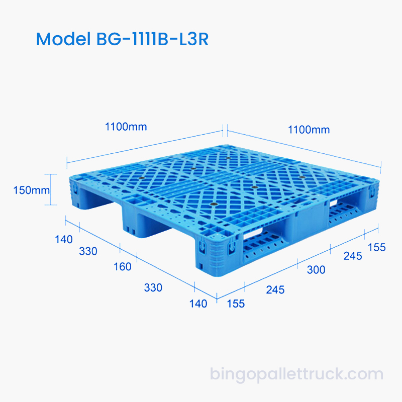 1100x1100mm 물류용 강철 보강재가 포함된 플라스틱 팔레트 3 러너