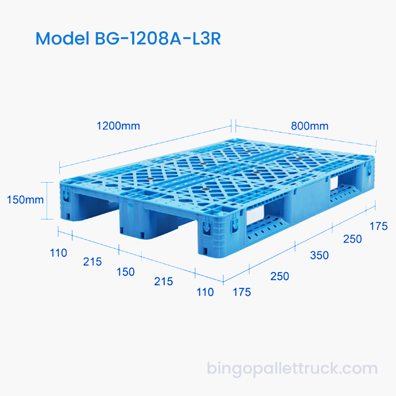 1200x800mm 라이트 듀티 3 러너 플라스틱 팔레트