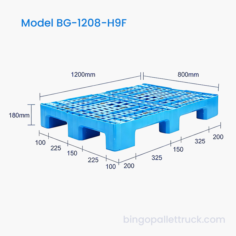 물류용 1200x800mm 헤비듀티 9-레그 HDPE 플라스틱 팔레트