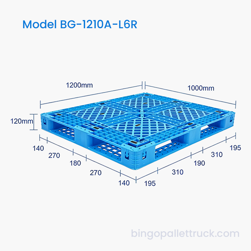 물류용 1200x1000mm 6 러너 플라스틱 팔레트