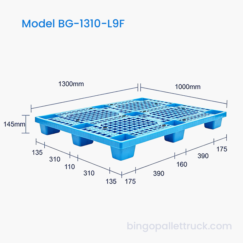 물류용 고강도 1300x1000mm 9다리 경량 플라스틱 팔레트
