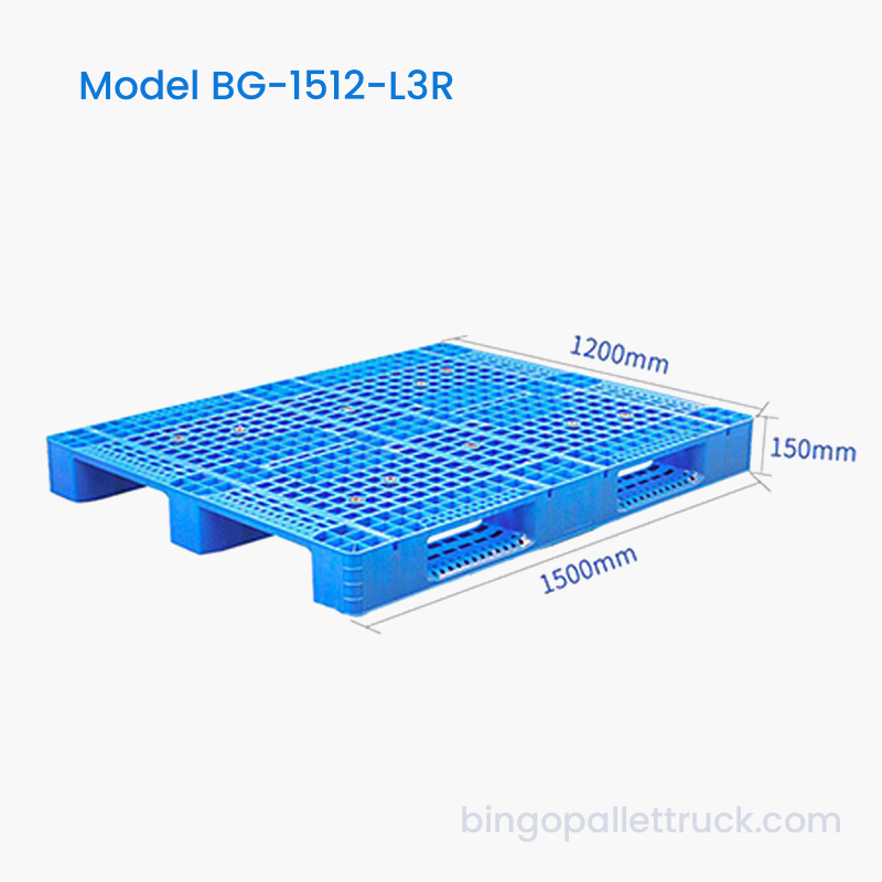 창고 및 물류용 1500×1200mm 3러너 HDPE 플라스틱 팔레트