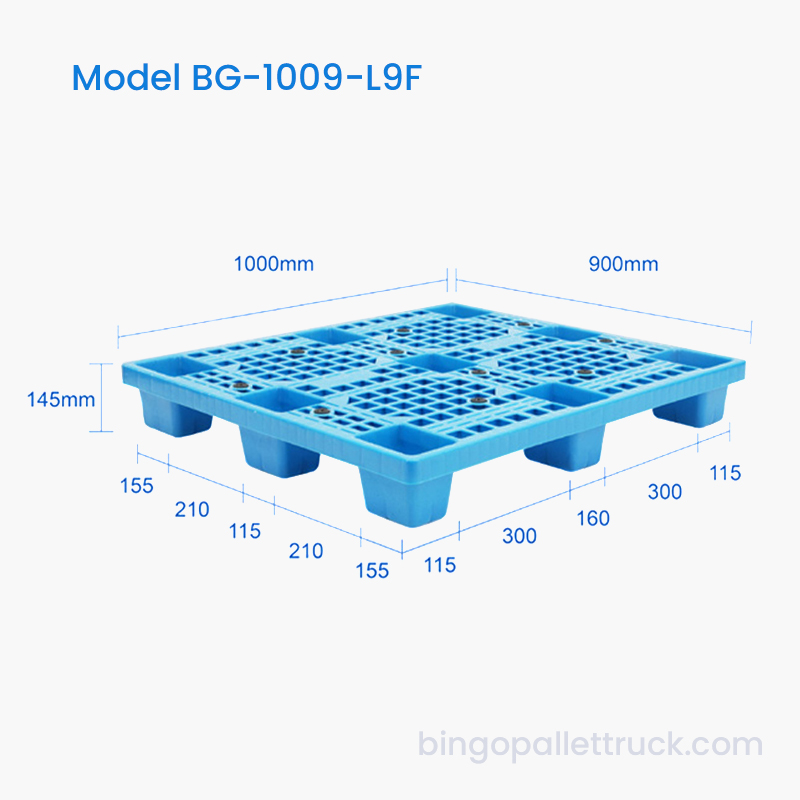 그리드 데크와 9피트가 있는 1000x900mm 단면 경량 플라스틱 팔레트