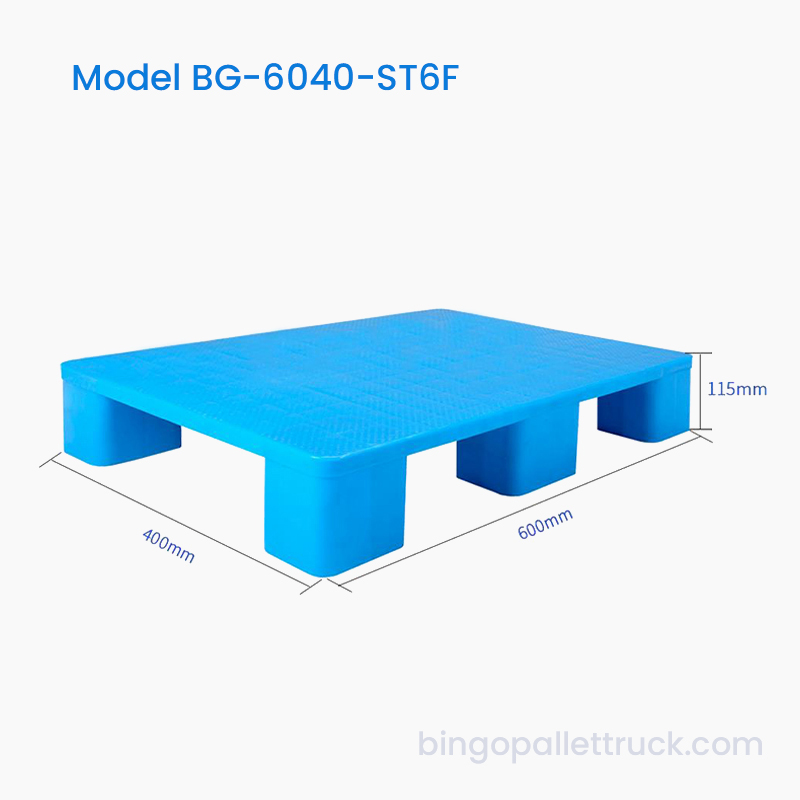 600×400mm 솔리드 탑 6 레그 라이트 듀티 플라스틱 팔레트