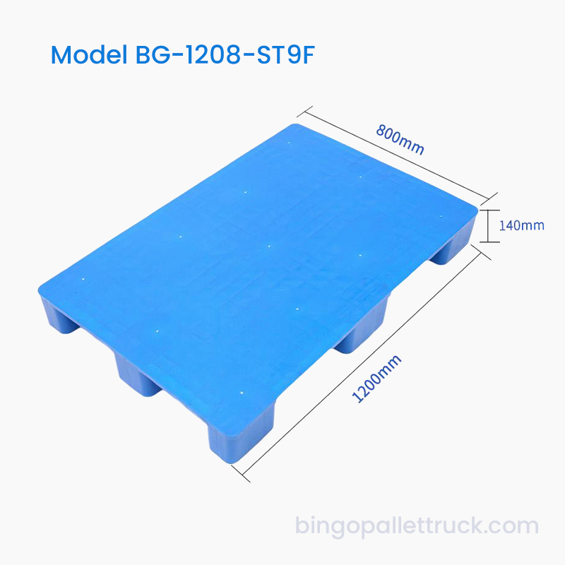 재활용 가능한 1200x800mm 솔리드 탑 9 다리 물류용 플라스틱 팔레트