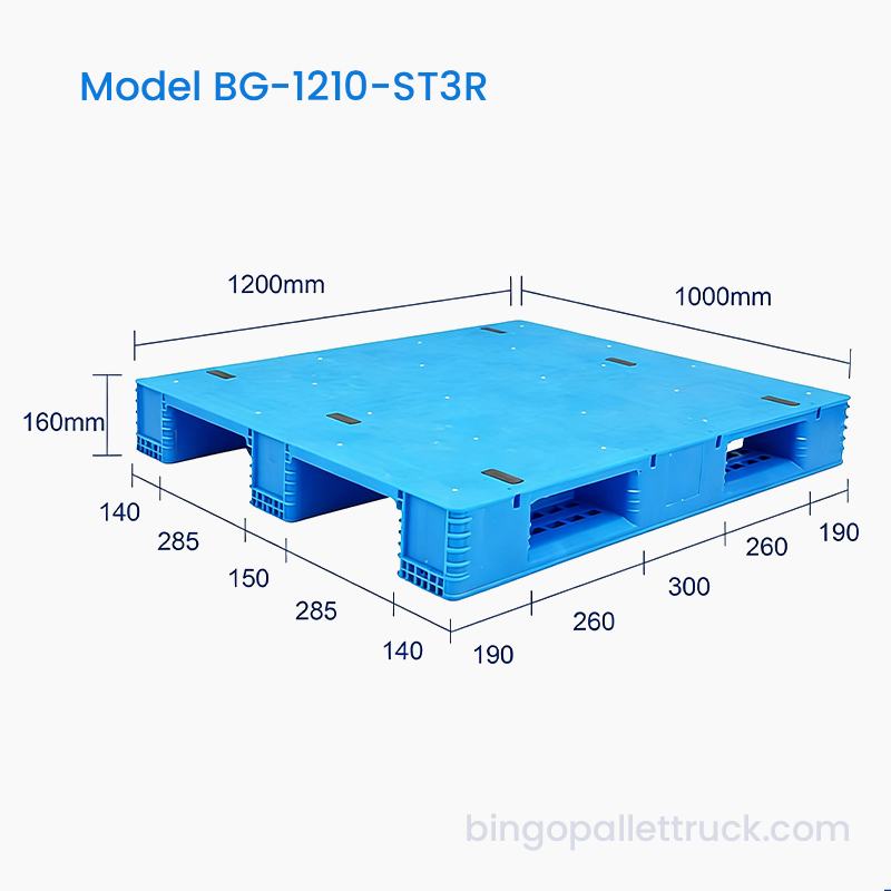 저온 보관 창고 사용을 위한 1200×1000mm 솔리드 탑 3 러너 플라스틱 팔레트