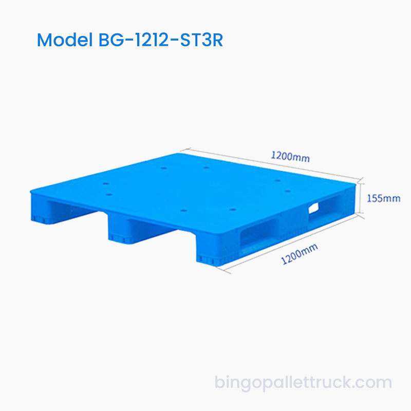 1200x1200mm 무거운 물류용 견고한 상단 플라스틱 팔레트 3개 주자