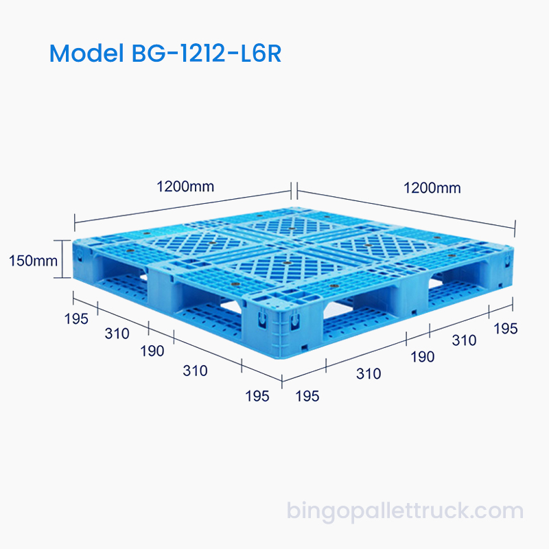 1200x1200mm 무거운 하중을 위한 강화 베이스가 있는 6개의 러너 플라스틱 팔레트