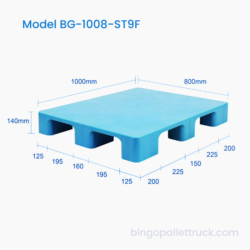 1000×800mm 경량 솔리드 탑 9피트 플라스틱 팔레트