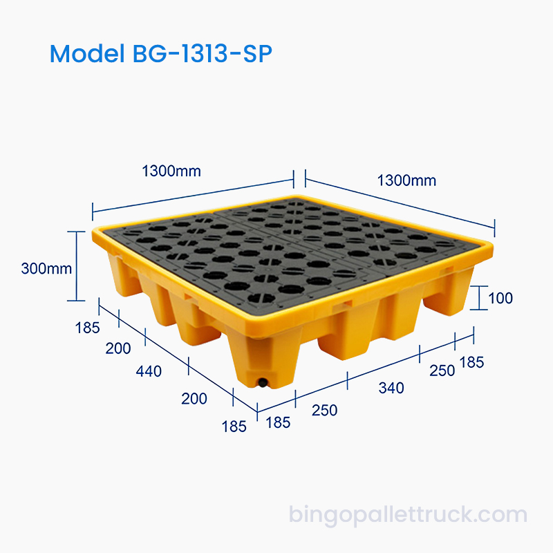 4개 드럼용 1300x1300mm 누출 방지 유출 팔레트