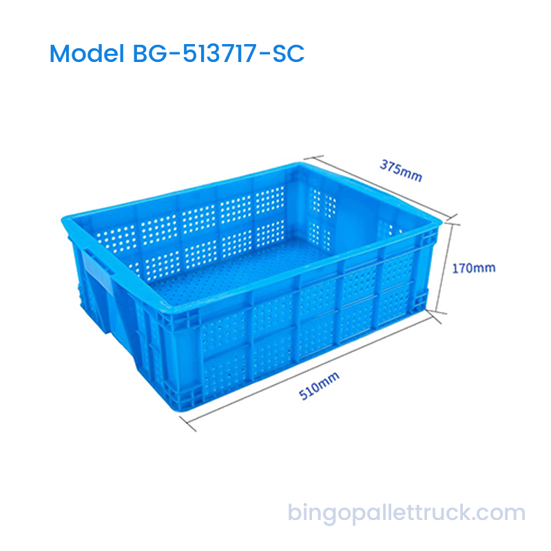 야채용 26L 쌓을 수 있는 둥근 구멍 HDPE 물류 상자